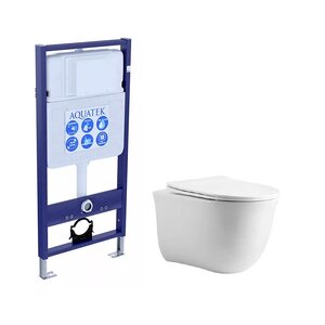 Изображение товара Инсталляция Aquatek Standart с безободковым унитазом Aquatek Классик SET AQUATEK КЛАССИК cm, крышка микролифт, без клавиши и крепежа