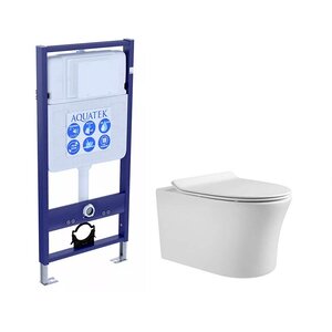 Изображение товара Инсталляция Aquatek Standart с безободковым унитазом Aquatek Ника SET AQUATEK НИКА, крышка микролифт, без клавиши и крепежа