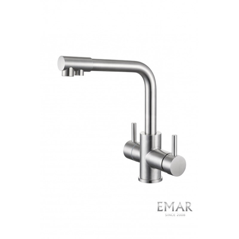 Изображение товара Смеситель Emar Steel ЕС - 4003H Satin для кухонной мойки, с подключением к фильтру, цвет Satin