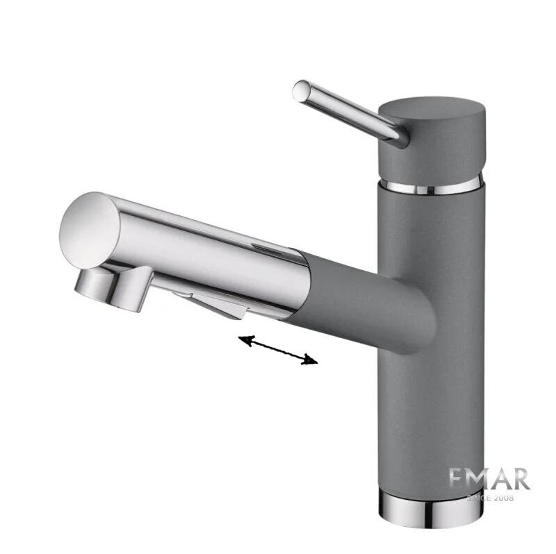 Изображение товара Смеситель для кухни Emar Quartz 3012.9 Алмаз, поворотный вытягиваемый овальный излив