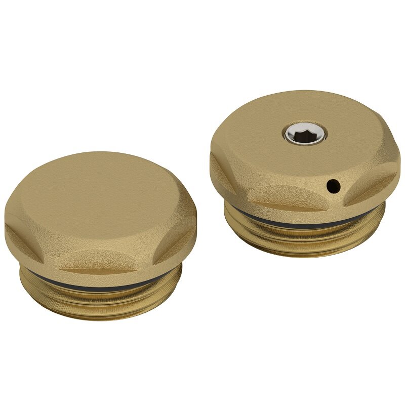 Изображение товара Спускной клапан и заглушка Сунержа 25 мм G 1/2 нержавеющая сталь золото комплект