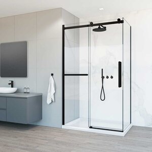 Изображение товара Душевой уголок Vincea Como Soft, 130 x 90 см, стекло прозрачное, профиль черный, VSR-1CS9013CLB