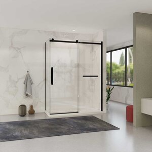 Изображение товара Душевой уголок Vincea Como Soft, 150 x 90 см, стекло прозрачное, профиль черный, VSR-1CS9015CLB