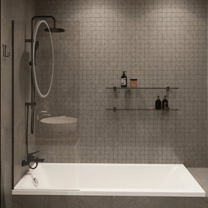 Изображение товара Шторка на ванну Diwo Ростов, 60 см, стекло прозрачное, профиль черный матовый, 4GW011