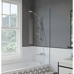 Изображение товара Шторка на ванну Diwo Ростов 70x150 см прозрачное стекло профиль хром матовый