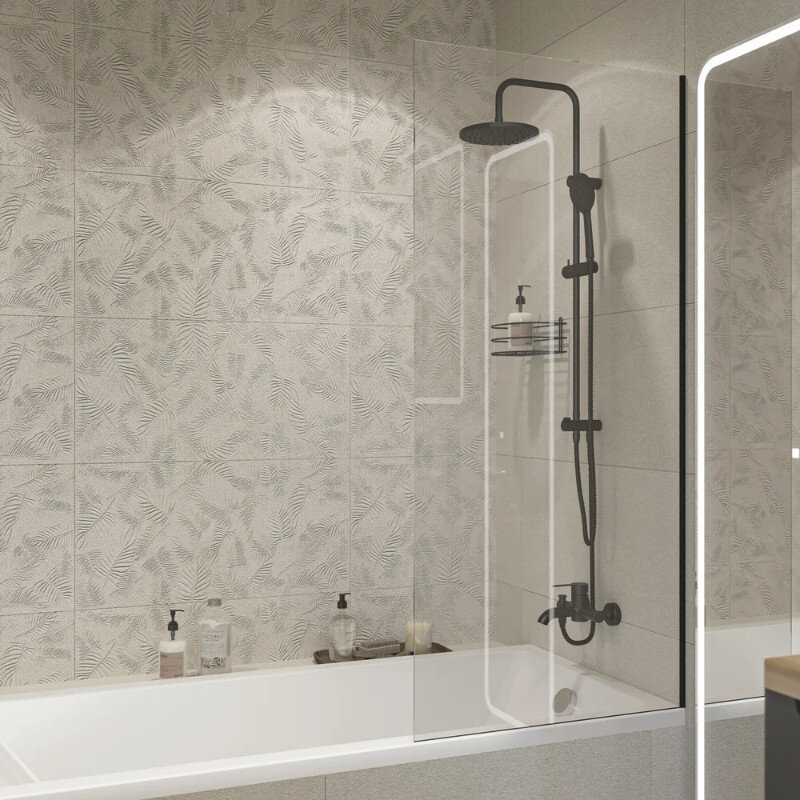 Изображение товара Шторка на ванну Diwo Ростов 70 см стекло прозрачное алюминиевый профиль черный матовый