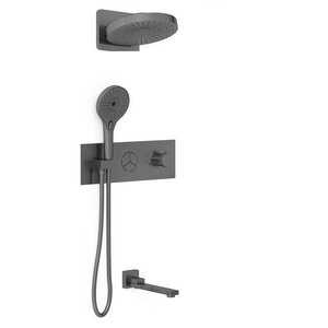 Изображение товара Душевая система Vincea Inspire VSFW-432TI1GM, термостатическая, на 3 потребителя, воронёная сталь, gunmetal