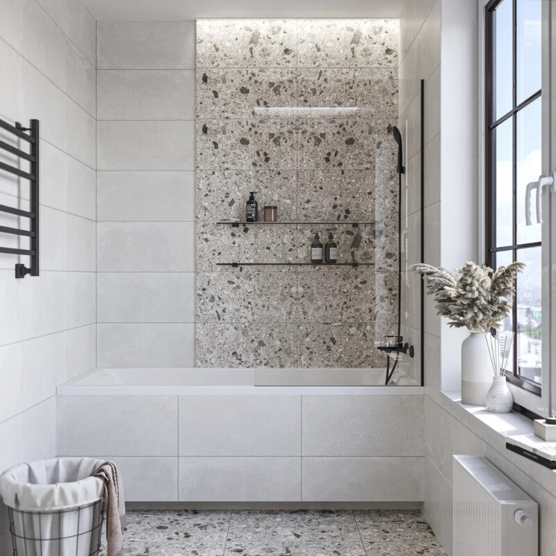 Изображение товара Шторка на ванну Diwo Ростов 80x150 см стекло прозрачное алюминий профиль