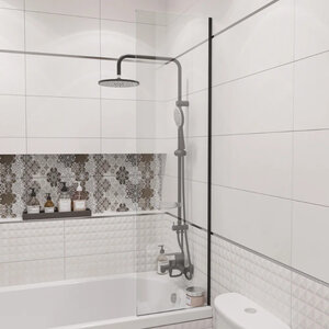 Изображение товара Шторка на ванну Diwo Ростов, 40 см, стекло прозрачное, профиль черный матовый, 4GW015