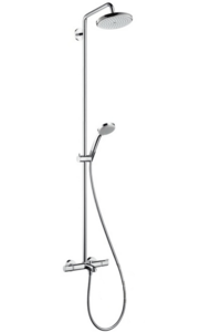 Изображение товара Душевая система Hansgrohe Croma 220, 27223000, Showerpipe верхний душ 22 см, термостатическая, хром