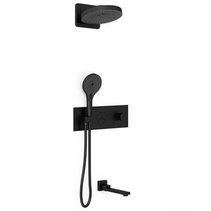 Изображение товара Душевая система Vincea Inspire VSFW-432TI1MB, термостатическая, на 3 потребителя, цвет черный матовый