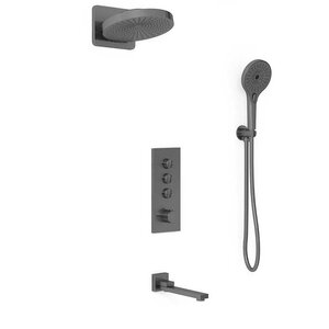 Изображение товара Душевая система Vincea Inspire VSFW-433TI1GM, термостатическая, на 3 потребителя, воронёная сталь, gunmetal