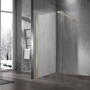 Изображение товара Душевая стенка Vincea Walk In со свободным входом, 60 см, стекло прозрачное, профиль золото матовое, VSW-1H600CLG