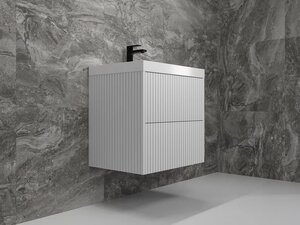 Изображение товара Тумба под раковину Style Line Стокгольм 60 ЛС-00002307, 60 см подвесная, белый рифленый софт