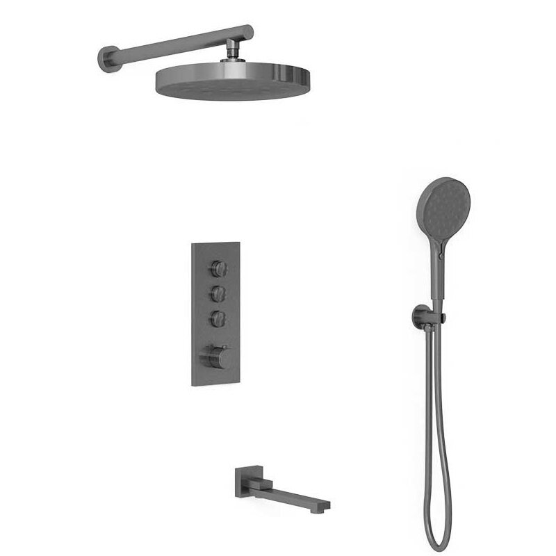 Изображение товара Душевая система Vincea Inspire VSFW-433TI2GM, термостатическая, на 3 потребителя, воронёная сталь, gunmetal