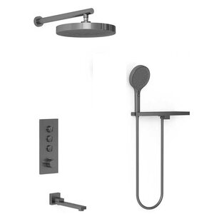 Изображение товара Душевая система Vincea Inspire VSFW-433TI2RGM, термостатическая, на 3 потребителя, воронёная сталь, gunmetal