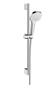 Изображение товара Душевой гарнитур Hansgrohe 26582400 Croma Select E Vario, штанга 65 см, корпус хром, лицевая часть белая, 3 режима струи