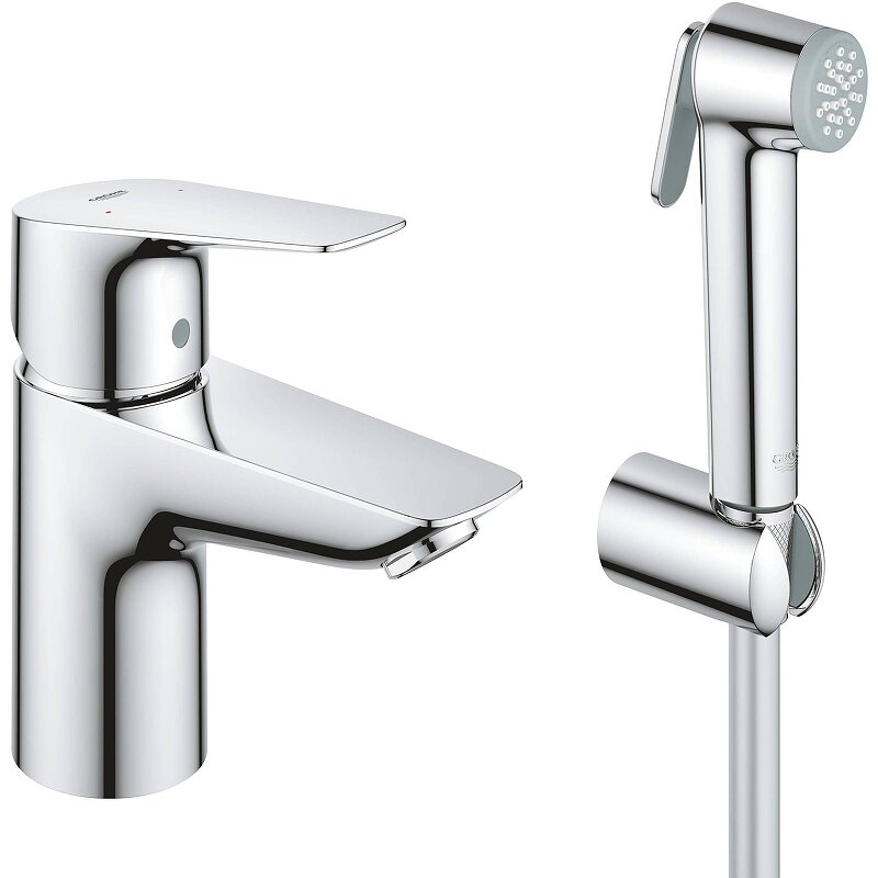 Изображение товара Смеситель для раковины с гигиеническим душем Grohe BauEdge, 23757001, хром Изображение товара Смеситель для раковины с гигиеническим душем Grohe BauEdge, 23757001, хром