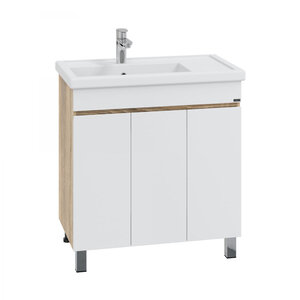 Изображение товара Тумба под раковину СаНта Марс 80 П янтарная, напольная, белая/янтарное дерево, 700411