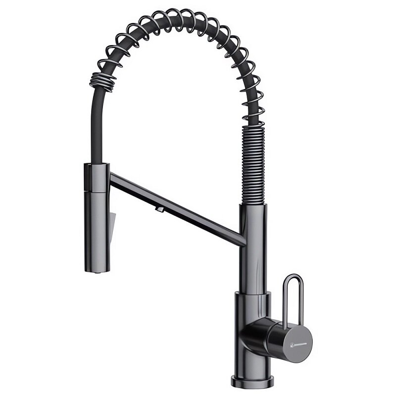 Изображение товара Смеситель для кухонной мойки Omoikiri Mikawa 2 Plus-SB-GM выдвижной воронёной сталью Gunmetal