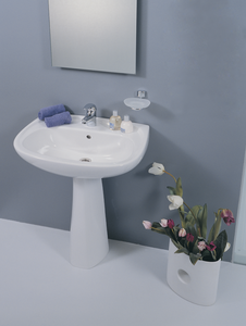 Изображение товара Раковина Vitra Normus 9600B003-7650 с пьедесталом, белая, для ванной комнаты