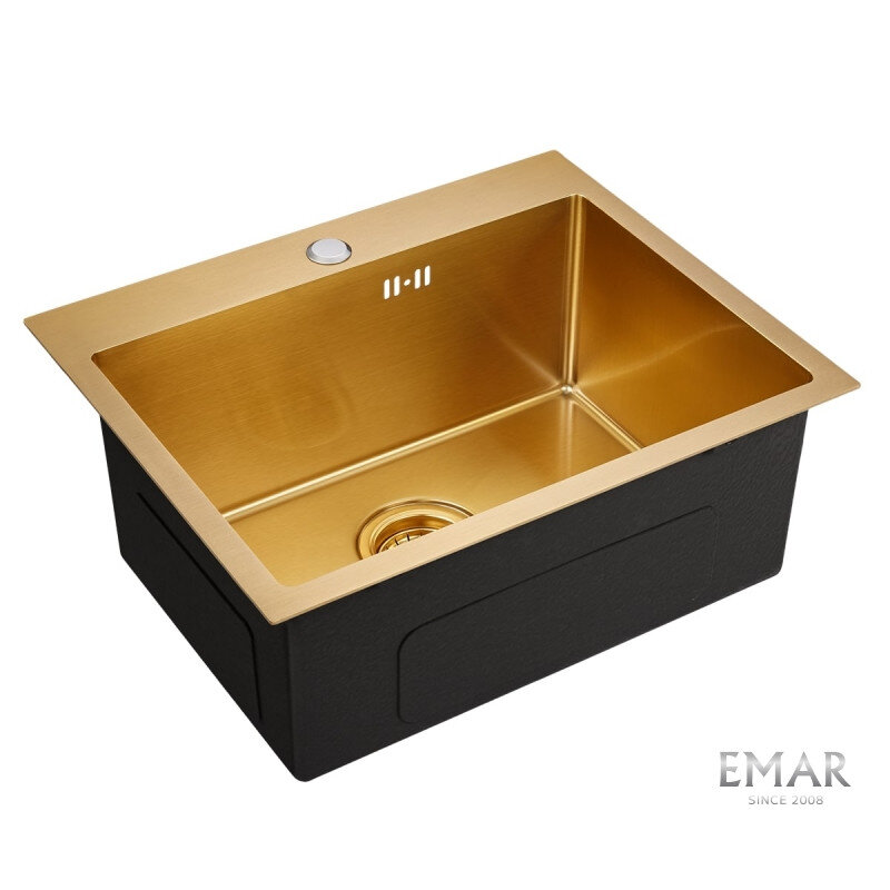 Изображение товара Мойка Emar EMB-115 PVD Nano Golden 53 см — нержавеющая сталь 304, цвет Nano Golden, 5 лет гарантия