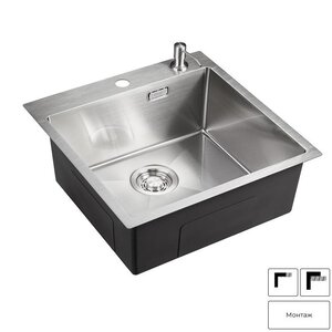 Изображение товара Мойка кухонная Emar Best EMB-117A PVD Nano Satine 50 см, нержавеющая сталь, с дозатором