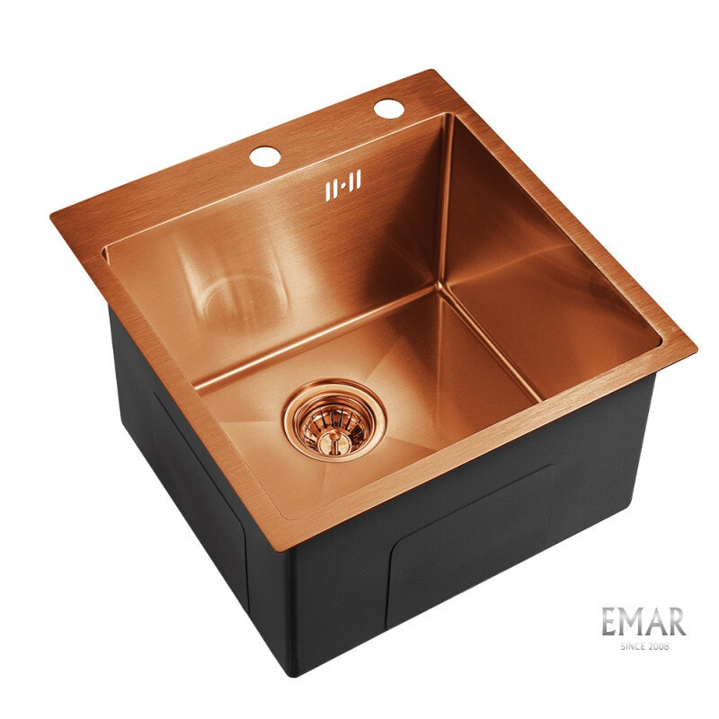 Изображение товара Мойка кухонная Emar Best EMB-117A PVD Nano Coppery 50 см, нержавеющая сталь, цвет Nano Coppery