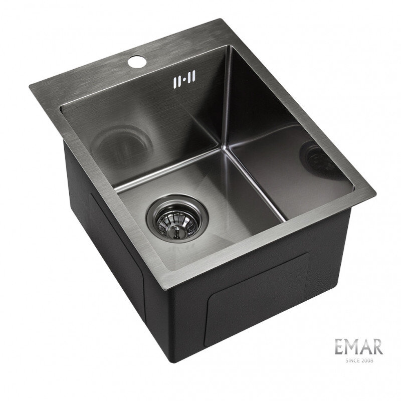 Изображение товара Мойка кухонная Emar Best EMB-128A PVD Nano Dark 41 см, нержавеющая сталь, цвет Nano Dark