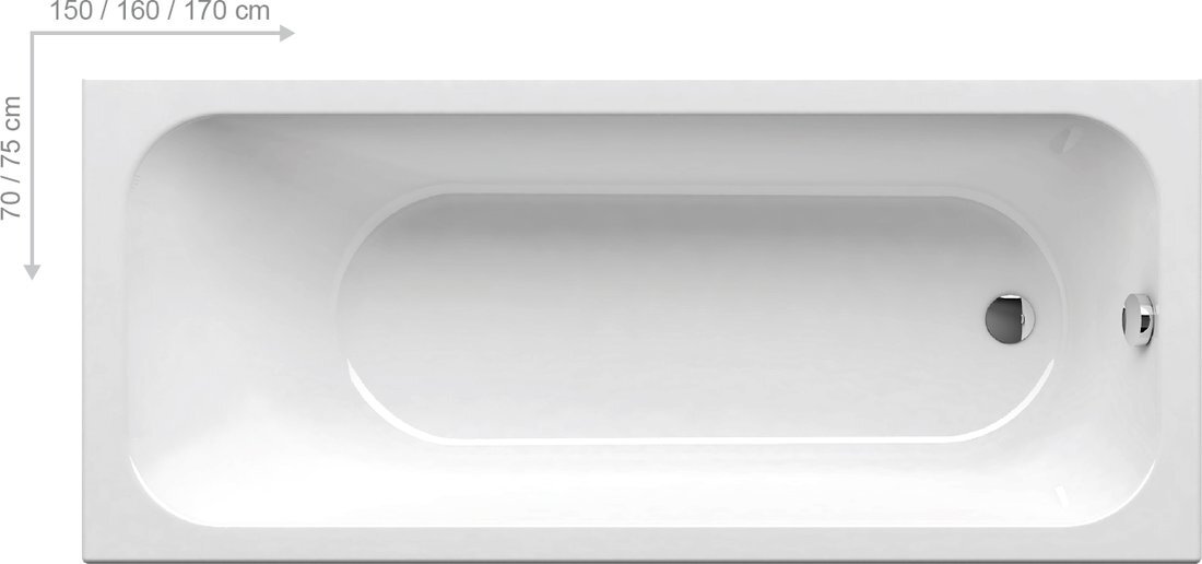Изображение товара Акриловая ванна Ravak Chrome C721000000, 150 х 70 см, белая Изображение товара Акриловая ванна Ravak Chrome C721000000, 150 х 70 см, белая