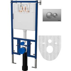 Изображение товара Инсталляция Diwo для унитаза 4501, кнопка смыва 7311 хром матовый, 4501/7311