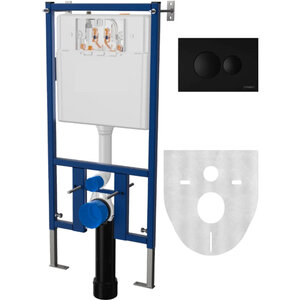 Изображение товара Инсталляция Diwo для унитаза 4501, кнопка смыва 7313 черная матовая, 4501/7313