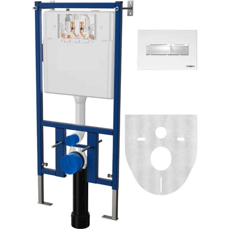 Изображение товара Инсталляция Diwo для унитаза 4501, кнопка смыва 7320 белая, 4501/7320