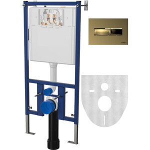 Изображение товара Инсталляция Diwo для унитаза 4501, кнопка смыва 7325 золотая, 4501/7325