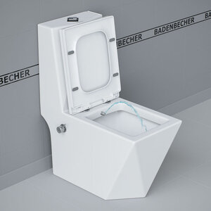 Изображение товара Унитаз моноблок Badenbecher 8627ABW, с функцией биде, крышка микролифт, белый