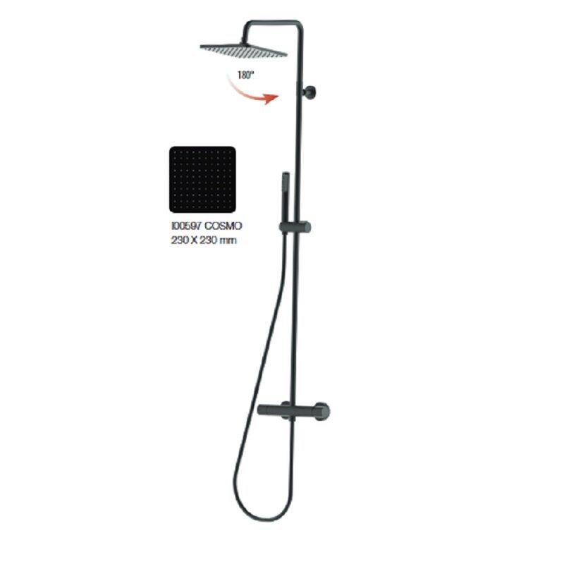 Изображение товара Душевая система Bossini Cosmo L10174.073 с однорычажным смесителем и квадратным душем черный матовы