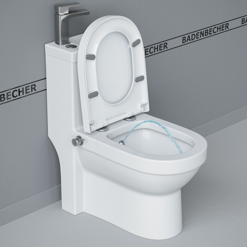 Изображение товара Комбоунитаз Badenbecher с биде и смесителем 8674ABW белый