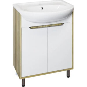 Изображение товара Тумба с раковиной Diwo Углич 60 см белая светлое дерево Россия