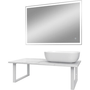 Изображение товара Комплект мебели для ванной Diwo Элиста, 100 см, цвет белый мрамор, 63570/00-00001242/С17824/LED-00002202