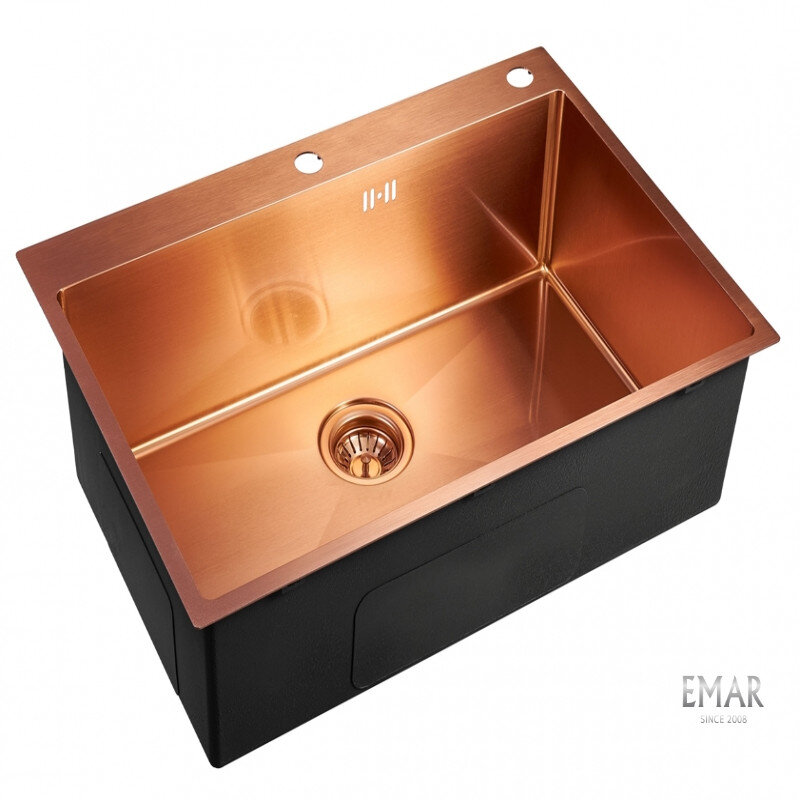 Изображение товара Кухонная мойка Emar Best EMB-125A Nano Coppery 74 см из нержавеющей стали с PVD покрытием