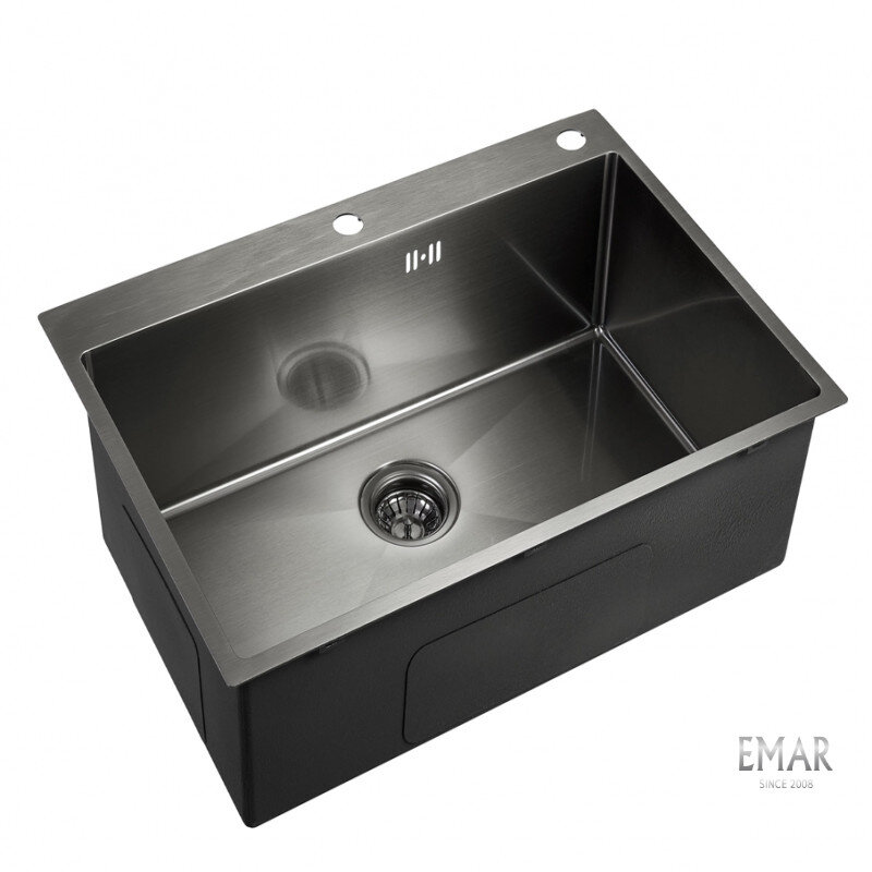 Изображение товара Кухонная мойка Emar Best EMB-125A PVD Nano Dark 74 см из нержавеющей стали