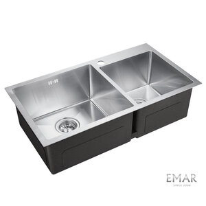 Изображение товара Мойка кухонная Emar Best EMB-210 PVD Nano Satine 78 см, нержавеющая сталь, цвет Nano Satine