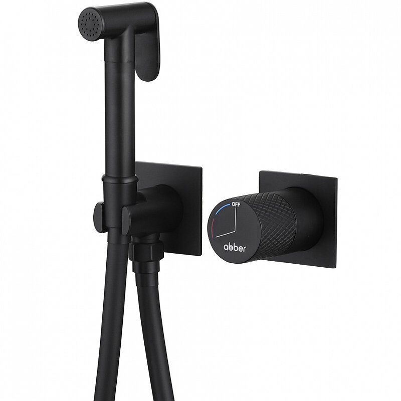 Изображение товара Гигиенический душ Abber Rund, AF8725B, со смесителем, черный матовый