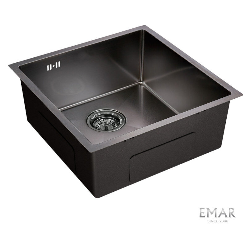 Изображение товара Мойка кухонная Emar Best EMB-131 PVD Nano Dark 44 см, нержавеющая сталь, цвет Nano Dark
