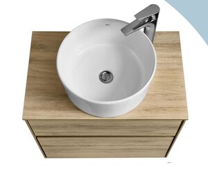 Изображение товара Тумба с раковиной Акватон Либерти 60 см, дуб эльвезия, раковина накладная Mila 40, столешница дуб эльвезия, 1A2794К2LYC70