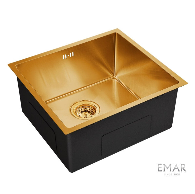 Изображение товара Мойка кухонная Emar Best EMB-114 PVD Nano Golden 48 см, нержавеющая сталь, цвет Nano Golden