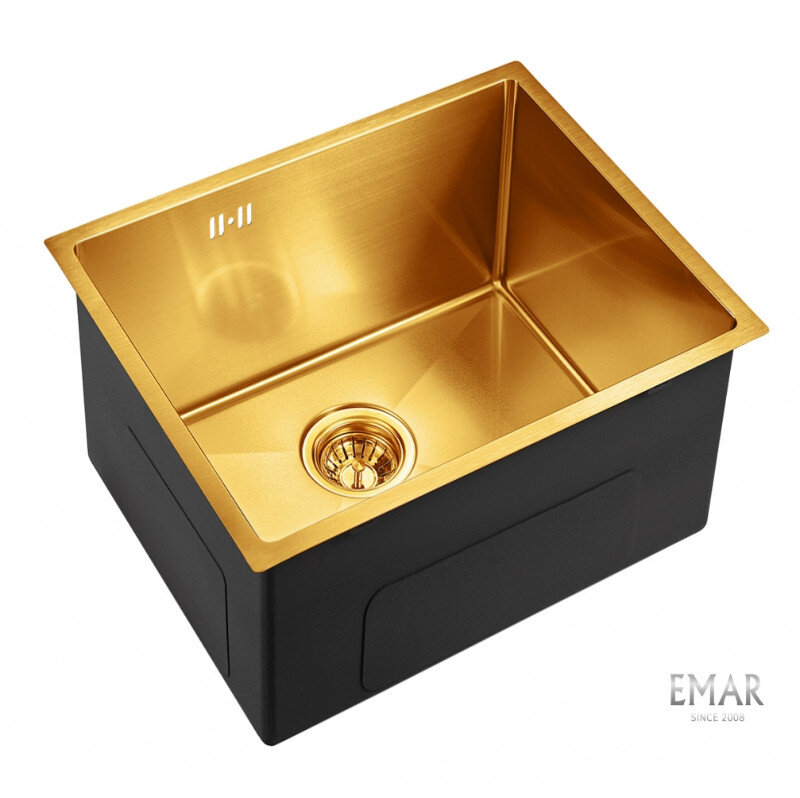 Изображение товара Мойка кухонная Emar Best EMB-123 PVD Nano Golden 54 см, нержавеющая сталь, цвет Nano Golden