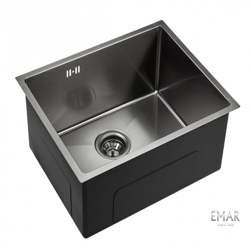 Изображение товара Мойка кухонная Emar Best EMB-123 PVD Nano Dark 54 см, нержавеющая сталь, цвет Nano Dark