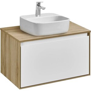 Изображение товара Тумба с раковиной Акватон Либерти 70 см, дуб эльвезия и белый, подвесная для ванной