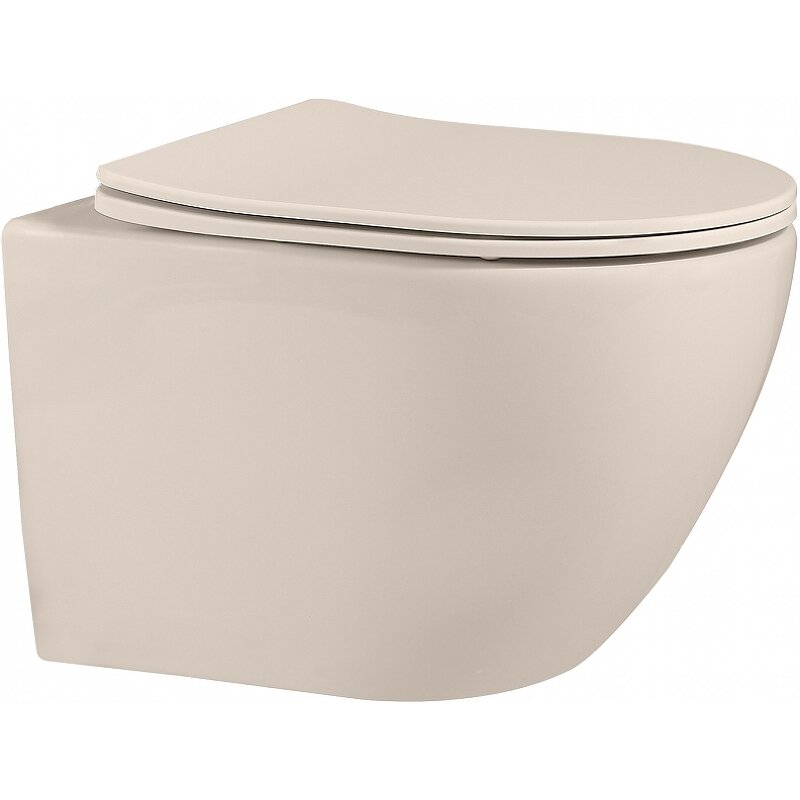 Изображение товара Подвесной унитаз Abber Bequem AC1101MBE безободковый микролифт бежевый матовый